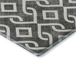 HomeRoots 9' X 12' Modern Black & Ivory Geometric Area Rug – Washable, UV Protected, Stain Resistant, Durable Design 652466