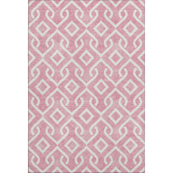 HomeRoots 5' Blush and Ivory Geometric Area Rug - Washable, UV Protected, Soft & Stain Resistant for Homes 652469