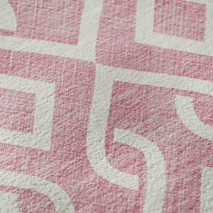 HomeRoots 8' X 10' Washable Blush & Ivory Geometric Area Rug - Soft, Durable, UV-Protected for Everyday Living 652471