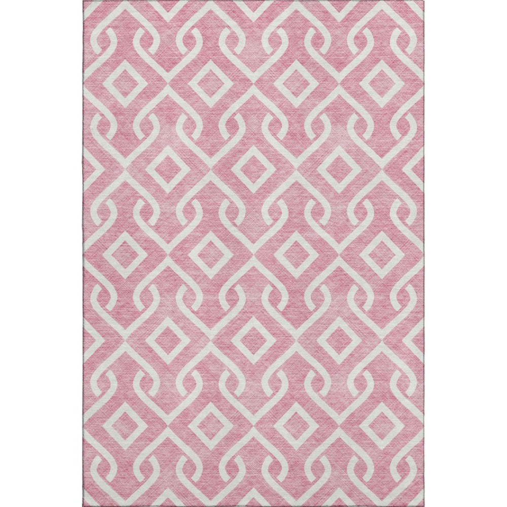 HomeRoots 9' X 12' Blush and Ivory Geometric Area Rug – Durable, Washable, UV Protected for Busy Homes 652472