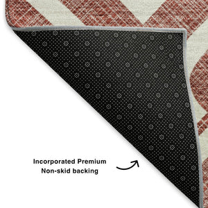 HomeRoots 8' X 10' Burgundy & Ivory Geometric Washable Area Rug – UV Protected, Stain Resistant, Modern Style 652477
