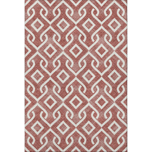 HomeRoots 8' X 10' Burgundy & Ivory Geometric Washable Area Rug – UV Protected, Stain Resistant, Modern Style 652477