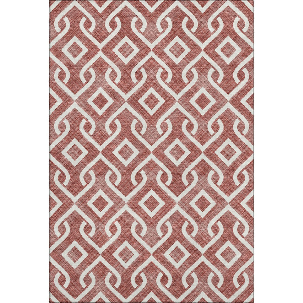 HomeRoots 10' X 14' Burgundy Geometric Washable Area Rug with UV Protection, Stain-Resistant & Durable Design 652479