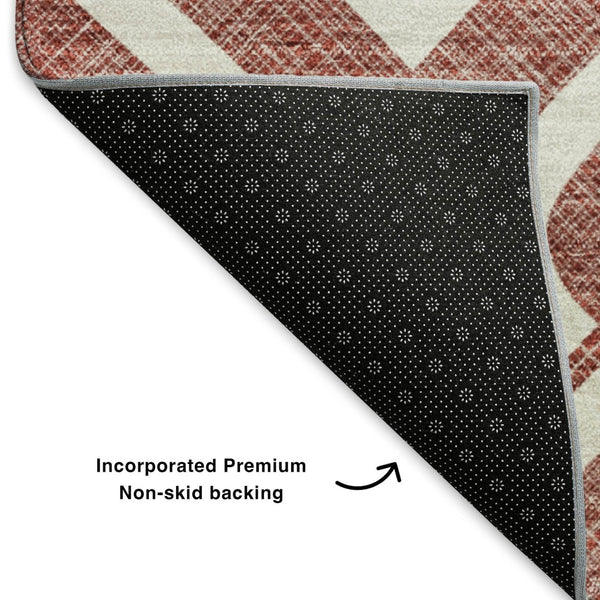 HomeRoots 10' X 14' Burgundy Geometric Washable Area Rug with UV Protection, Stain-Resistant & Durable Design 652479