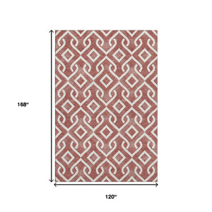 HomeRoots 10' X 14' Burgundy Geometric Washable Area Rug with UV Protection, Stain-Resistant & Durable Design 652479