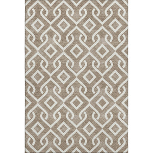 HomeRoots 10' X 14' Brown & Ivory Geometric Washable Area Rug - Durable, UV-Protected, Perfect for Busy Homes 652485
