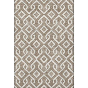 HomeRoots 10' X 14' Brown & Ivory Geometric Washable Area Rug - Durable, UV-Protected, Perfect for Busy Homes 652485