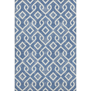 HomeRoots 10' Blue and Ivory Geometric Washable Area Rug – Durable, UV-Protected, Perfect for Large Spaces! 652491