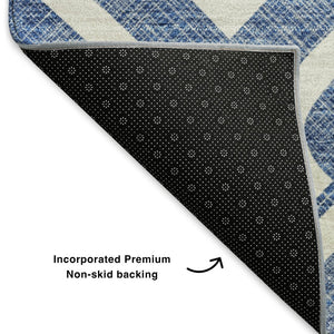 HomeRoots 10' Blue and Ivory Geometric Washable Area Rug – Durable, UV-Protected, Perfect for Large Spaces! 652491