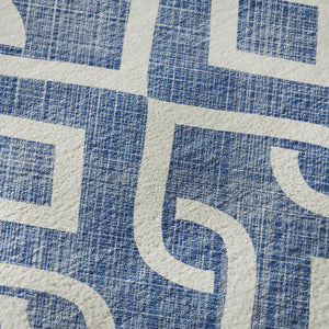 HomeRoots 10' Blue and Ivory Geometric Washable Area Rug – Durable, UV-Protected, Perfect for Large Spaces! 652491