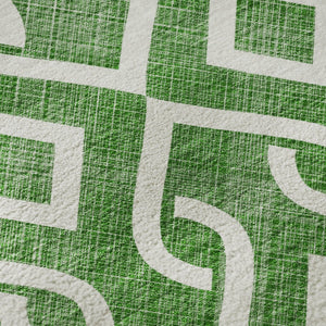 HomeRoots 5' X 8' Emerald & Ivory Geometric Washable Area Rug - Durable, Stain-Resistant & UV Protected Design 652493