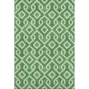 HomeRoots 9' X 12' Emerald & Ivory Geometric Area Rug - Washable, UV-Protected, Durable for Homes with Kids & Pets 652496