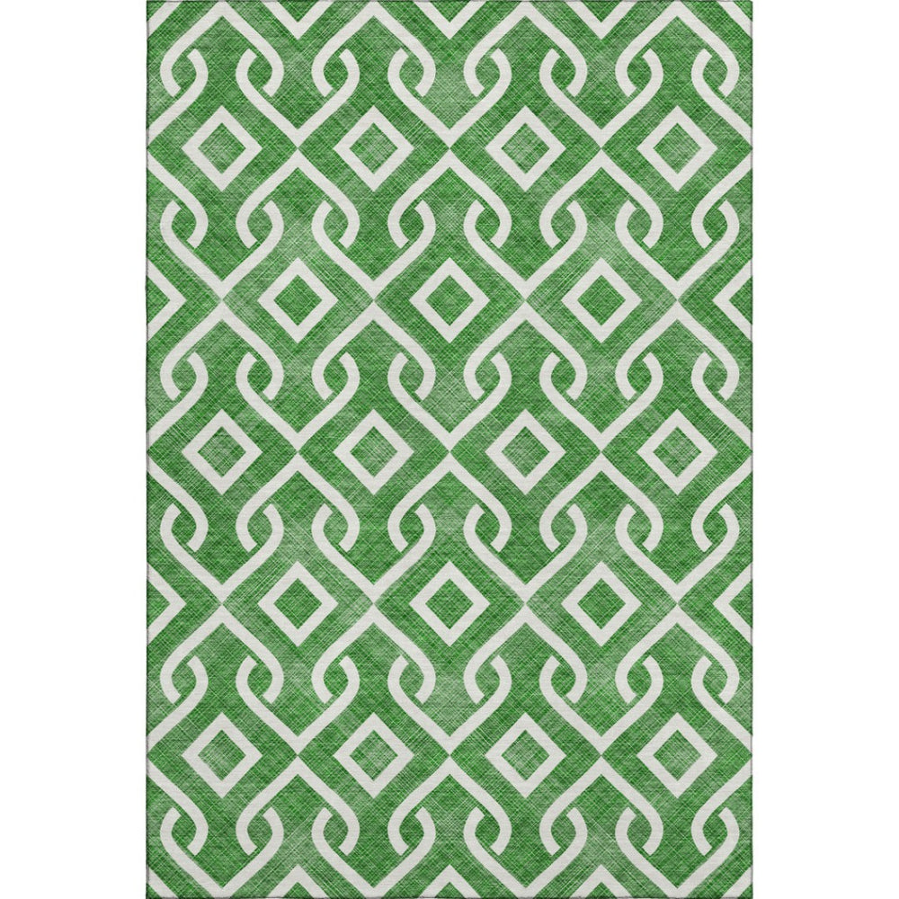 HomeRoots 10' X 14' Emerald Geometric Area Rug – Washable, UV Protected, Stain-Resistant for Modern Spaces 652497