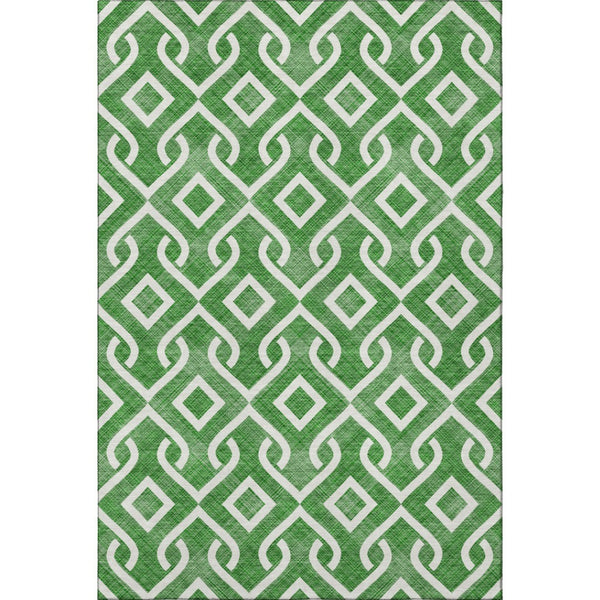 HomeRoots 10' X 14' Emerald Geometric Area Rug – Washable, UV Protected, Stain-Resistant for Modern Spaces 652497