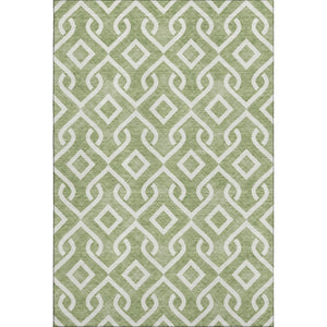 HomeRoots 8' X 10' Green & Ivory Geometric Washable Area Rug - Stylish, Stain-Resistant, UV Protected Design 652501