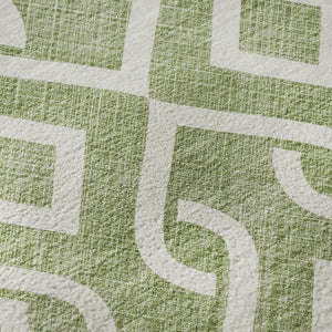 HomeRoots 8' X 10' Green & Ivory Geometric Washable Area Rug - Stylish, Stain-Resistant, UV Protected Design 652501