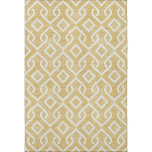 HomeRoots 10' X 14' Gold And Ivory Geometric Area Rug - Washable, Stain-Resistant, UV Protected for Durability 652509
