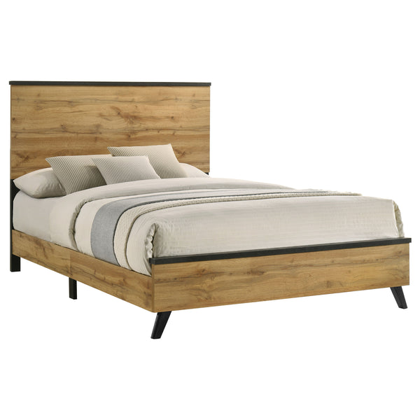 English Elm Fraser Weathered Brown Natural Pine Queen Panel Bed with Rectangular Headboard Rustic Farmhouse Charm B062P378460