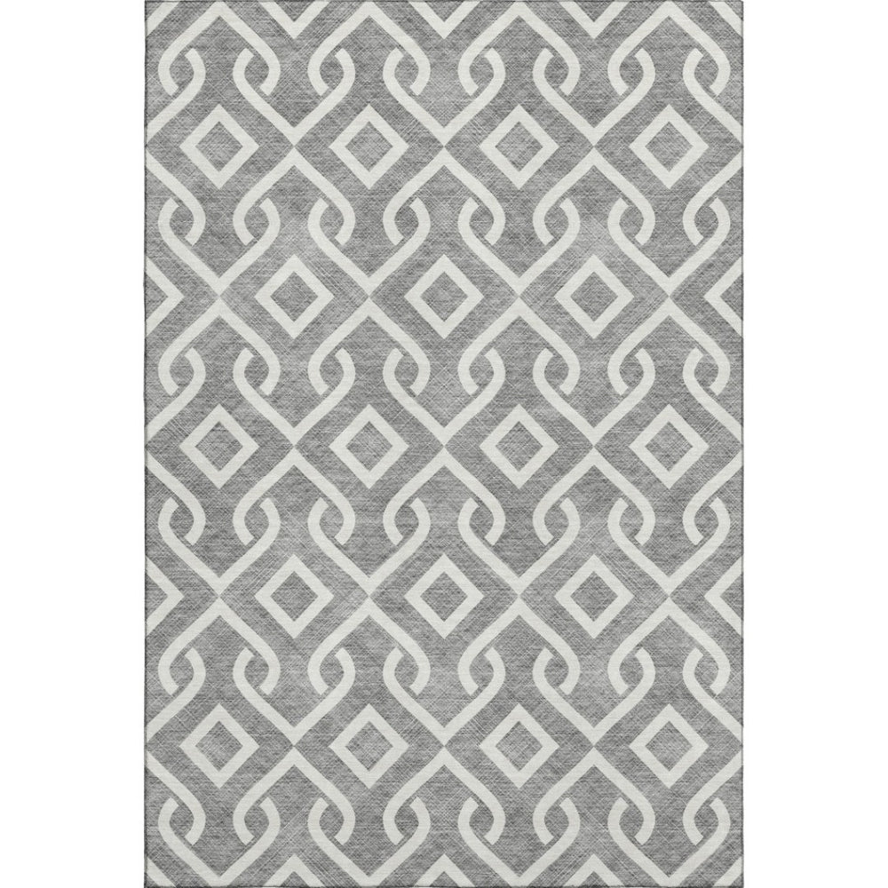 HomeRoots 9' X 12' Gray And Ivory Geometric Area Rug - Washable, UV Resistant, Durable for High-Traffic Homes 652514
