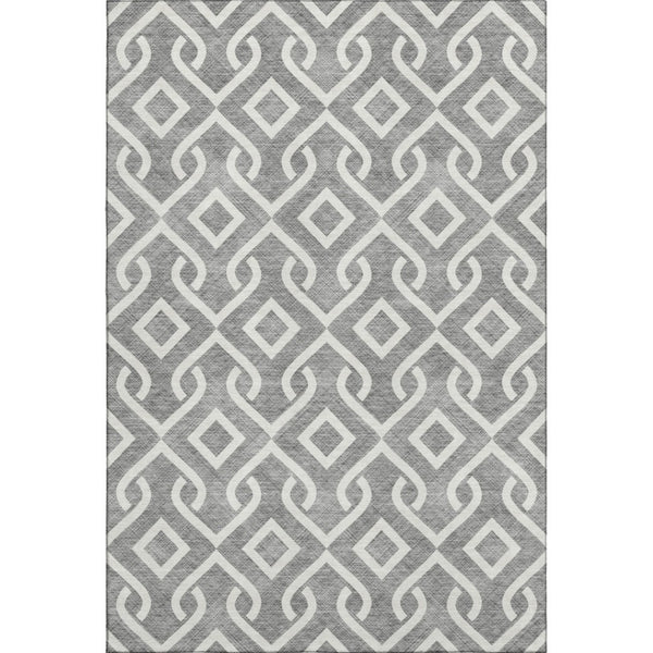 HomeRoots 10' Gray and Ivory Geometric Washable Area Rug - UV Protected, Stain-Resistant, Modern Style for Homes 652515