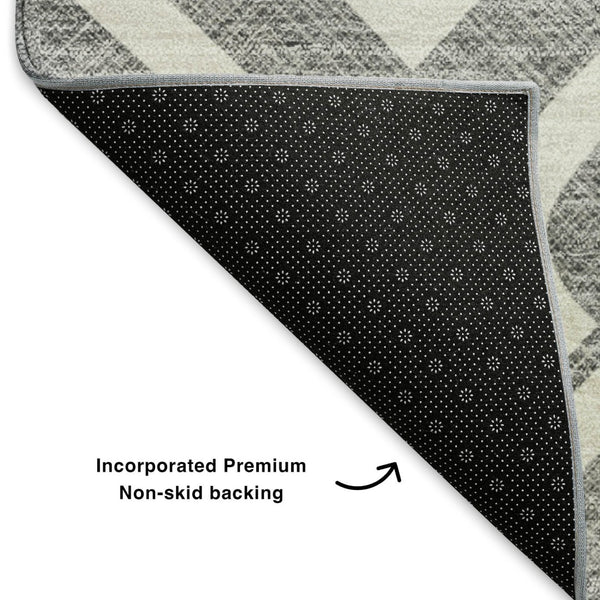 HomeRoots 10' Gray and Ivory Geometric Washable Area Rug - UV Protected, Stain-Resistant, Modern Style for Homes 652515