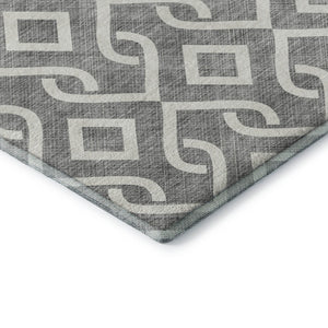 HomeRoots 10' Gray and Ivory Geometric Washable Area Rug - UV Protected, Stain-Resistant, Modern Style for Homes 652515