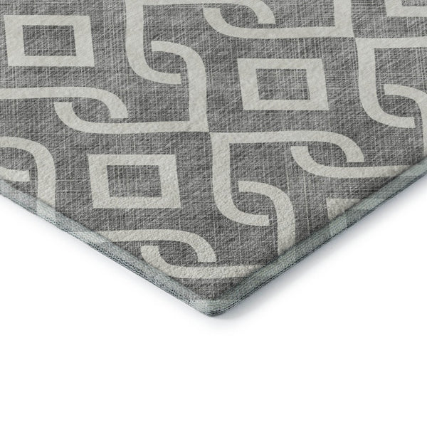 HomeRoots 10' Gray and Ivory Geometric Washable Area Rug - UV Protected, Stain-Resistant, Modern Style for Homes 652515