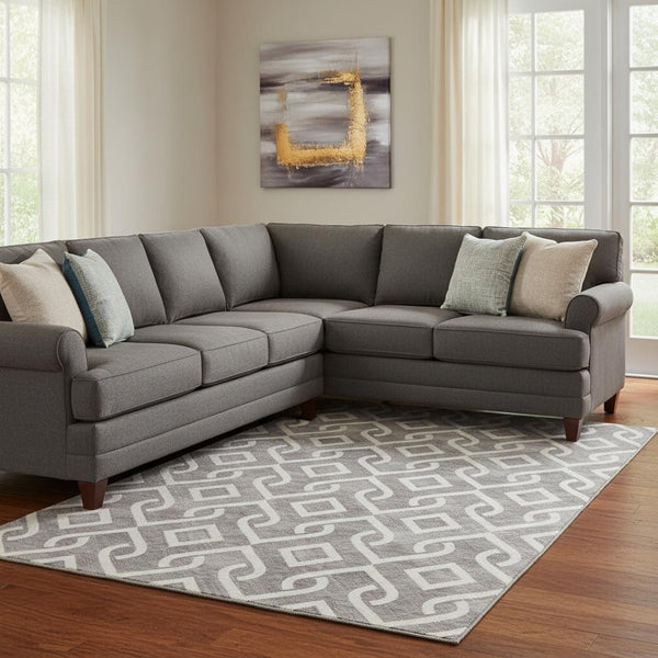 HomeRoots 10' Gray and Ivory Geometric Washable Area Rug - UV Protected, Stain-Resistant, Modern Style for Homes 652515