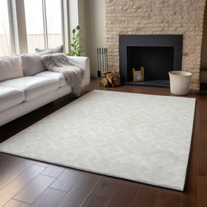HomeRoots 5' X 8' Ivory And Beige Geometric Area Rug - Washable, UV Protected, Perfect for Busy Homes! 652517