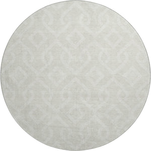HomeRoots 8' Ivory and Beige Geometric Round Rug - Washable, UV Protected, Stylish, Durable for Modern Spaces 652518