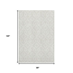 HomeRoots 8' X 10' Stylish Ivory and Beige Geometric Area Rug – Washable, UV-Protected, Perfect for Families! 652519