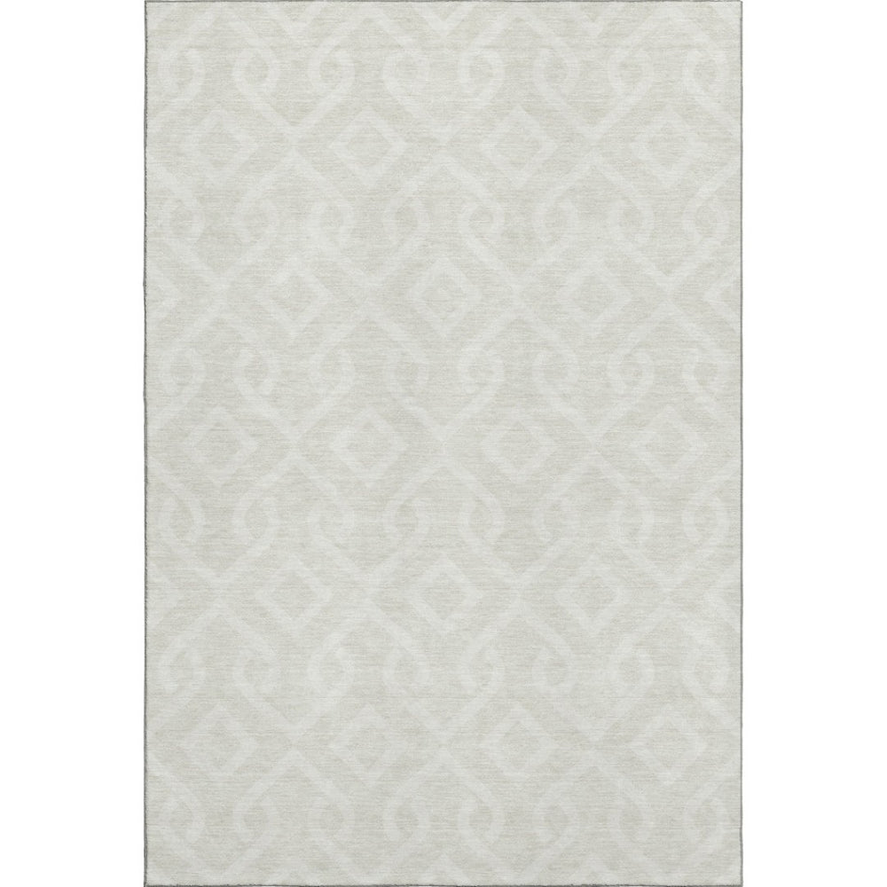 HomeRoots 8' X 10' Stylish Ivory and Beige Geometric Area Rug – Washable, UV-Protected, Perfect for Families! 652519