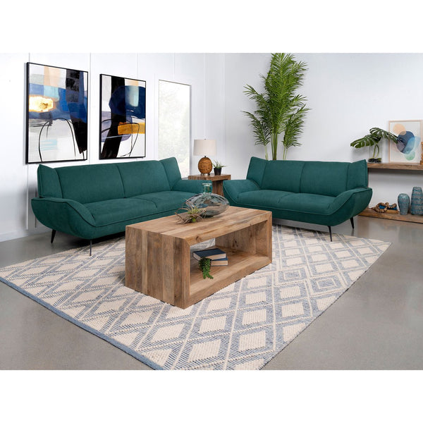 English Elm Logan Teal Blue 2-Piece Sofa Set - Modern Comfort With Metal Legs For Stylish Living Room Elegance B062S01268