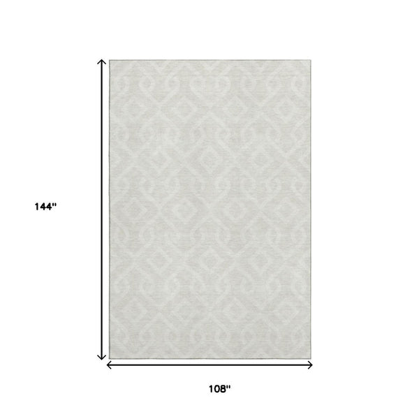 HomeRoots 9' X 12' Ivory & Beige Geometric Area Rug - Washable, UV-Protected, Durable & Stylish for Any Space 652520