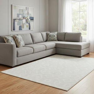 HomeRoots 9' X 12' Ivory & Beige Geometric Area Rug - Washable, UV-Protected, Durable & Stylish for Any Space 652520