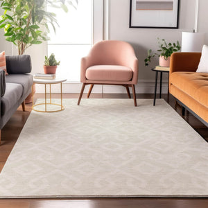 HomeRoots 9' X 12' Ivory & Beige Geometric Area Rug - Washable, UV-Protected, Durable & Stylish for Any Space 652520