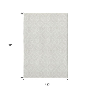 HomeRoots 10' X 14' Ivory and Beige Geometric Washable Area Rug - Stylish, Durable, UV-Resistant for Any Room 652521