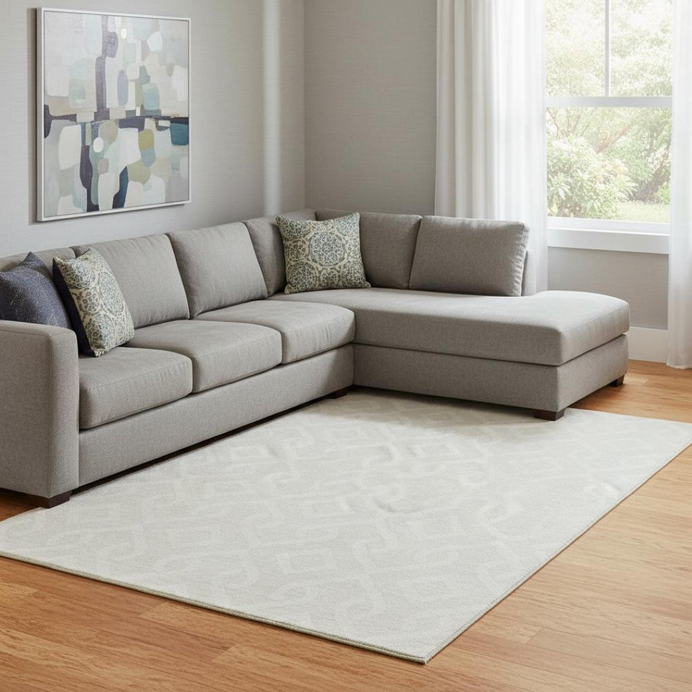 HomeRoots 10' X 14' Ivory and Beige Geometric Washable Area Rug - Stylish, Durable, UV-Resistant for Any Room 652521