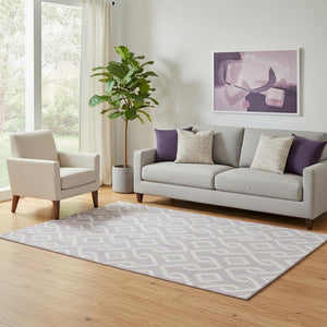 HomeRoots 5' X 8' Lavender Geometric Area Rug - Washable, UV-Protected, Soft & Stylish for Modern Homes 652523