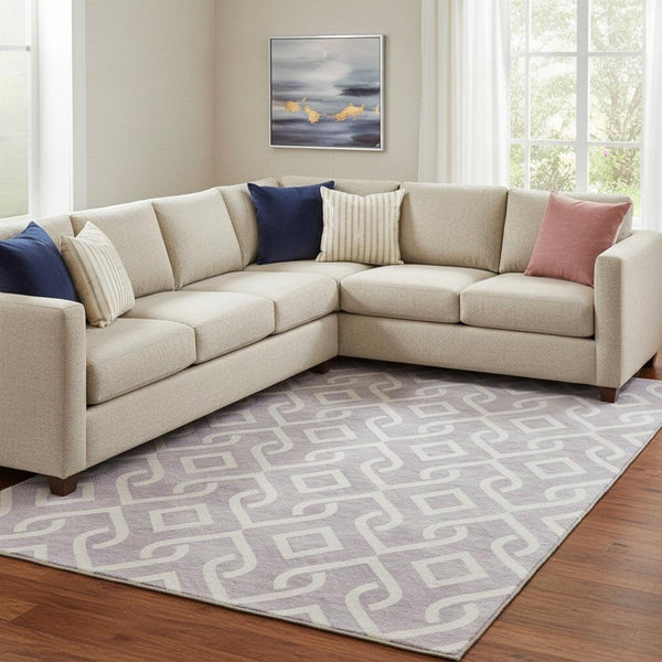 HomeRoots 8' X 10' Stylish Lavender and Ivory Geometric Area Rug - Washable, UV-Protected, Durable Design 652525