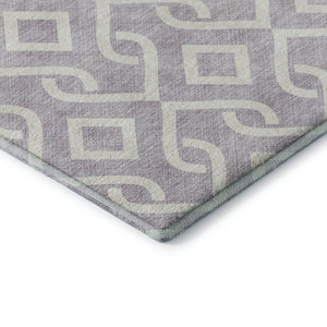 HomeRoots 9' X 12' Elegant Lavender & Ivory Geometric Area Rug - Washable, UV Protected, Perfect for Families 652526