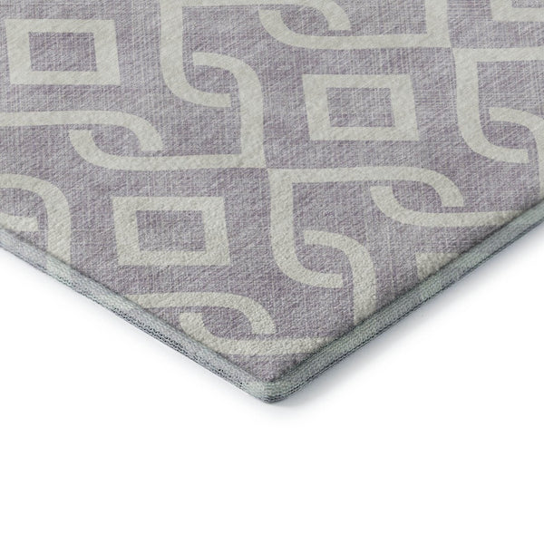 HomeRoots 9' X 12' Elegant Lavender & Ivory Geometric Area Rug - Washable, UV Protected, Perfect for Families 652526