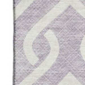 HomeRoots 9' X 12' Elegant Lavender & Ivory Geometric Area Rug - Washable, UV Protected, Perfect for Families 652526