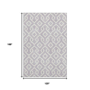 HomeRoots 10' X 14' Lavender & Ivory Geometric Area Rug - Washable, UV-Protected, Stylish for Busy Homes 652527