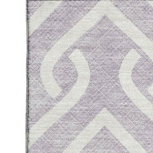 HomeRoots 10' X 14' Lavender & Ivory Geometric Area Rug - Washable, UV-Protected, Stylish for Busy Homes 652527
