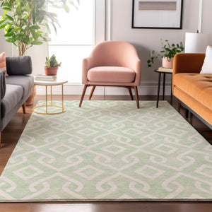 HomeRoots 5' X 8' Stylish Mint Green Geometric Area Rug - Washable, UV Protected, Perfect for Busy Homes! 652529