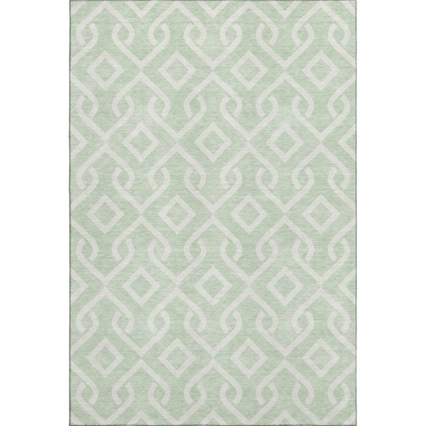 HomeRoots 5' X 8' Stylish Mint Green Geometric Area Rug - Washable, UV Protected, Perfect for Busy Homes! 652529