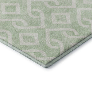 HomeRoots 5' X 8' Stylish Mint Green Geometric Area Rug - Washable, UV Protected, Perfect for Busy Homes! 652529