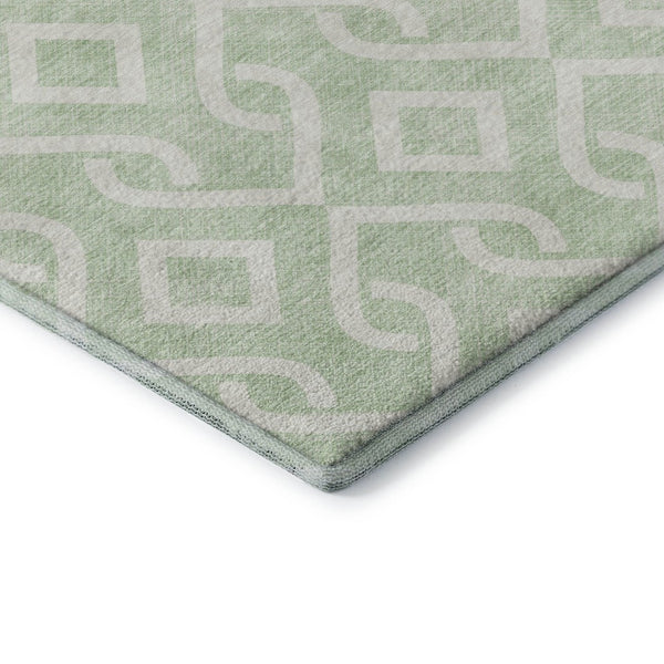 HomeRoots 5' X 8' Stylish Mint Green Geometric Area Rug - Washable, UV Protected, Perfect for Busy Homes! 652529