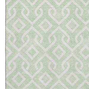 HomeRoots 5' X 8' Stylish Mint Green Geometric Area Rug - Washable, UV Protected, Perfect for Busy Homes! 652529